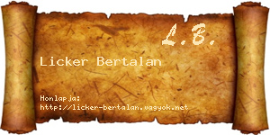 Licker Bertalan névjegykártya